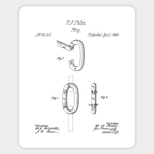 Carabiner Ring Patent - Rock Climber Mountain Climbing Art - White Sticker